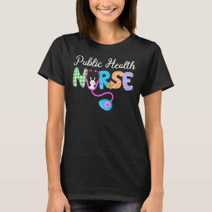 Public Health Nurse Plaid Egg Bunny Love Stethosco T-Shirt