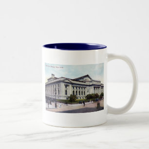 Public Library, New York City 1915 Vintage Two-Tone Coffee Mug