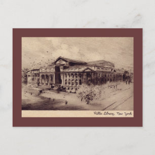 Public Library, New York City Vintage Postcard