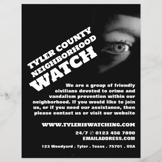 Public View, Neighborhood Community Watch Advert Flyer (Front)