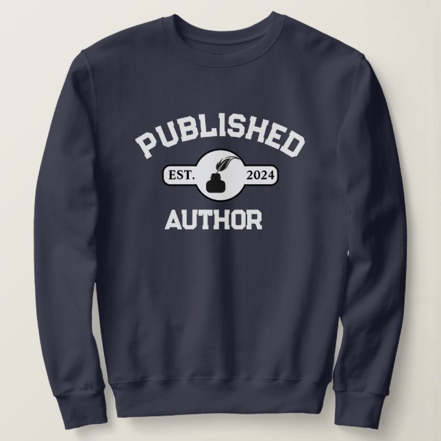 Published Author Modern Quill Ink White Text Sweatshirt (Design Front)