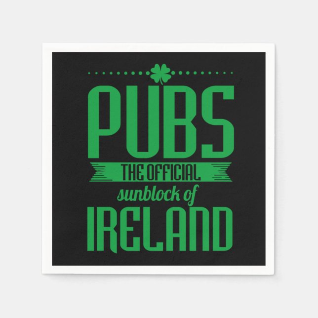 Pubs The Official Sunblock Of Ireland Clovers St P Napkin (Front)
