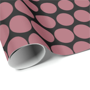 Puce Polka Dot Modern Black Wrapping Paper