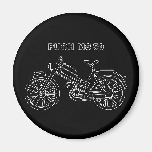 PUCH MS 50 Austrian Motor Scooter Blueprint Magnet (Front)