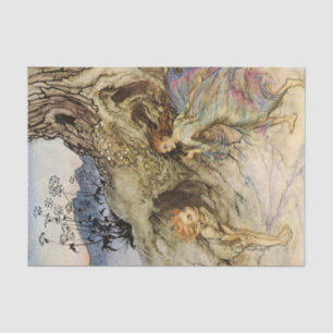 “Puck and a Fairy” Watercolor by Arthur Rackham Tissue Paper