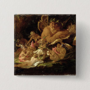 Puck and Fairies, from 'A Midsummer Night's Dream' 15 Cm Square Badge