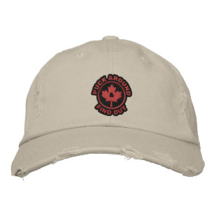 Puck Around & Find Out Canadian Maple Leaf Embroid Embroidered Hat