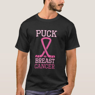 Puck Breast Cancer Pink Ribbon Ice Hockey Cancer d T-Shirt