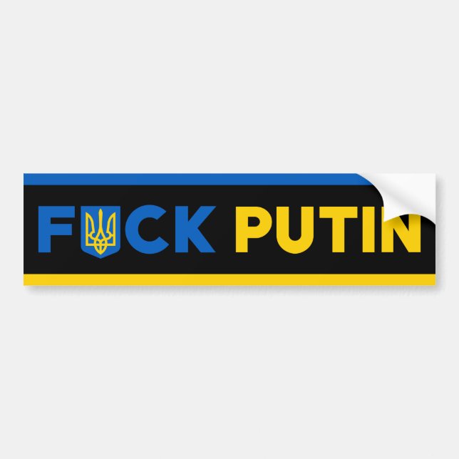 Puck futin anti anti Putin Ukrainian Ukraine flag  Bumper Sticker (Front)