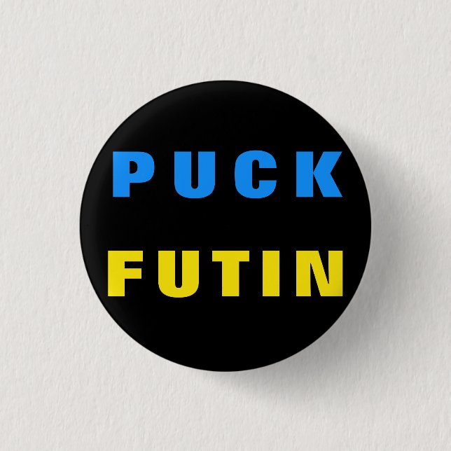 Puck Futin Button Ukrainian Flag - Support Ukraine (Front)