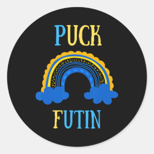 Puck Futin Meme Funny Design Ukraine Russia  Classic Round Sticker