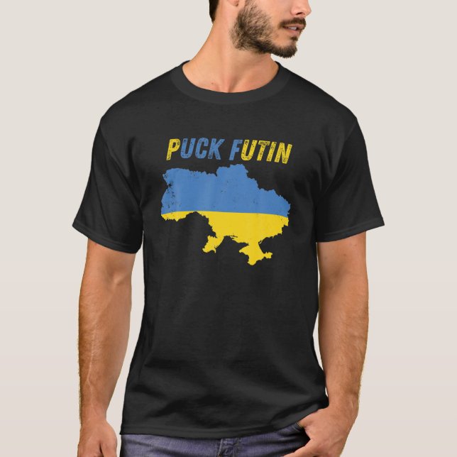 Puck Futin Meme Ukraine Flag Emblem Map Patriot T-Shirt (Front)