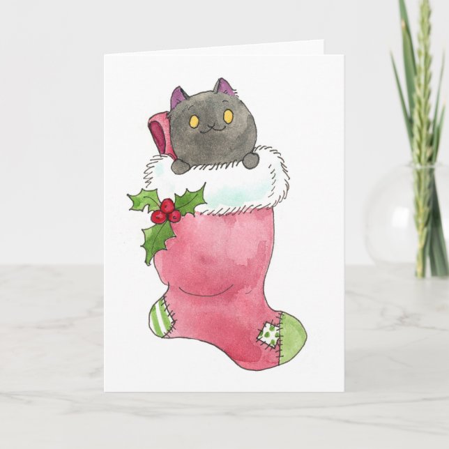 Puck Stocking Greeting Card (Front)
