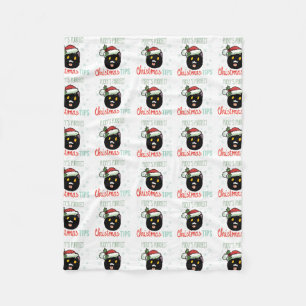 Pucky's Purrfect Christmas throw Fleece Blanket