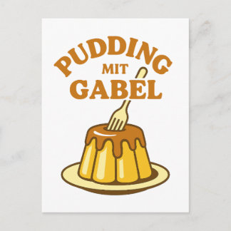 Pudding Mit Gabel Funny Design Postcard