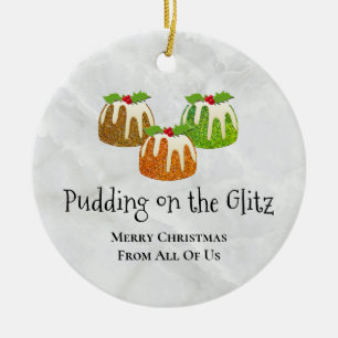 PUDDING ON THE GLITZ Novelty   Christmas Ceramic Tree Decoration