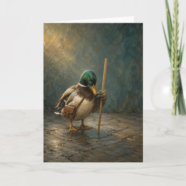 Puddle Inspector - Funny Mallard Duck Card (Front)