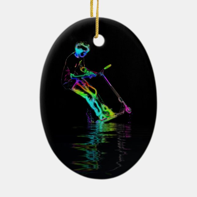 Puddle Jumping - Scooter Champ Ceramic Tree Decoration (Back)