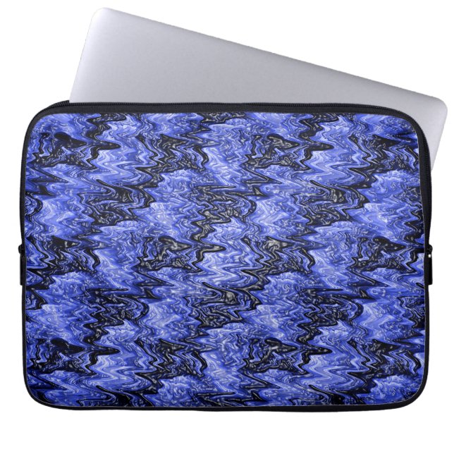 Puddles shiny blue black squiggly abstract..... laptop sleeve (Front)