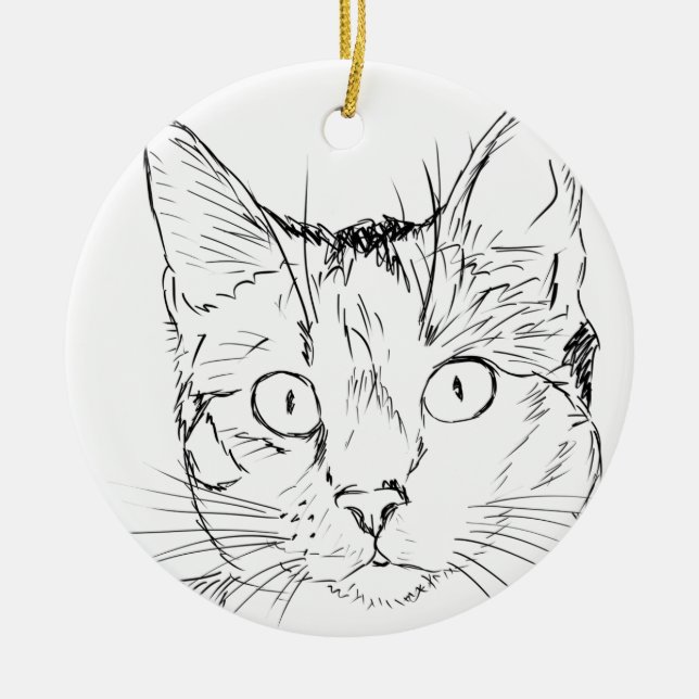 Puddy Cat Ceramic Tree Decoration (Front)