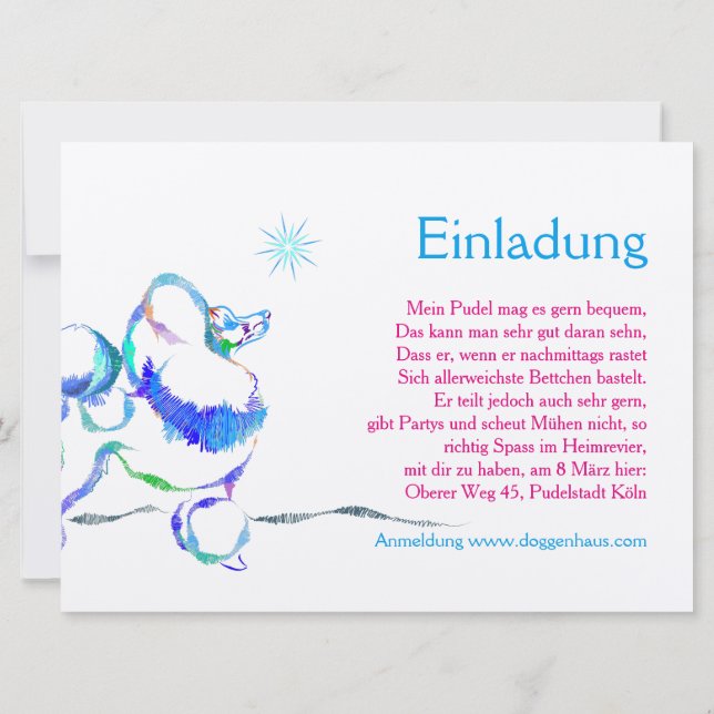 Pudel Einladungen Invitation (Back)