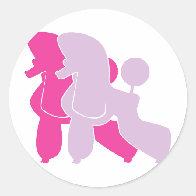 Pudel in Rosa pink Classic Round Sticker (Front)
