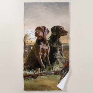 Pudelpointers, Hunting pheasant Beach Towel