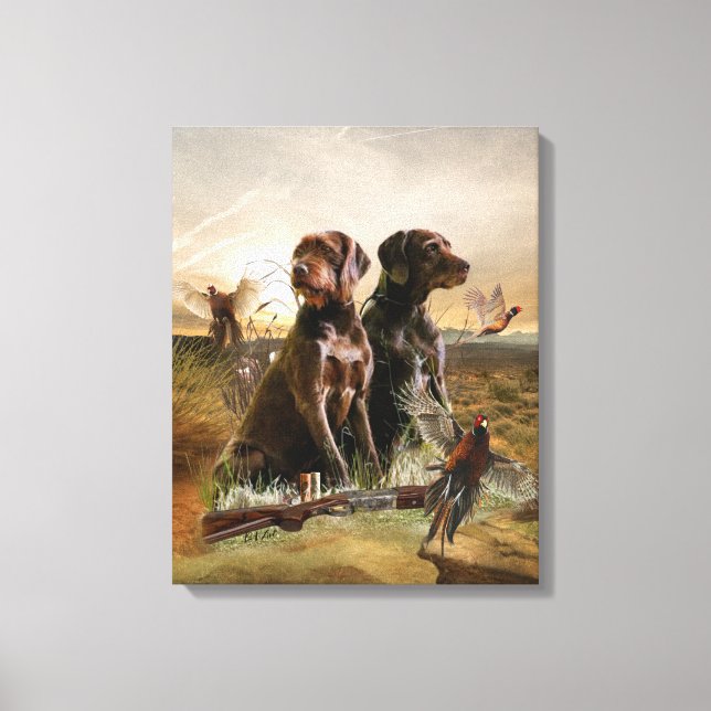 Pudelpointers, Hunting pheasant     Canvas Print (Front)