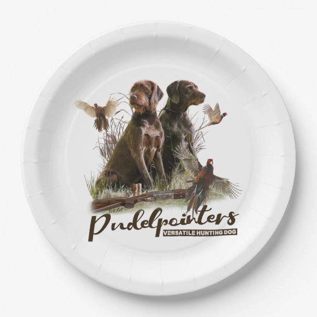 Pudelpointers, Hunting pheasant  Paper Plate (Front)