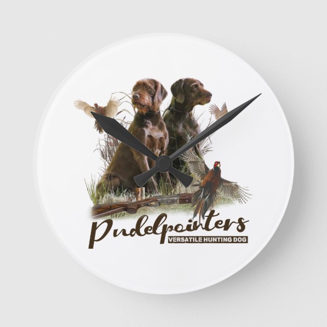 Pudelpointers, Hunting pheasant    Round Clock (Front)