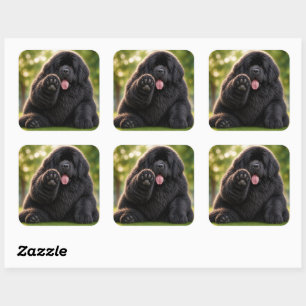 Pudgy Newfoundland Black newfie Square Sticker