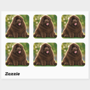 Pudgy Newfoundland Brown newfie Square Sticker