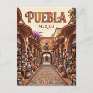 Puebla El Parián Market Mexico Postcard