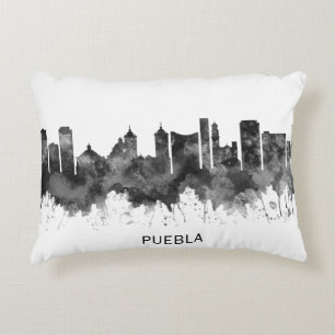 Puebla Mexico Skyline BW Decorative Cushion