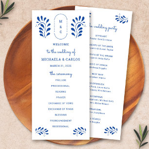 Puebla Style Blue Mexican Wedding Program Programme