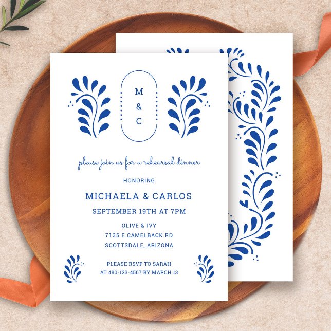 Puebla Style Mexican Rehearsal Dinner Invitation (Puebla Style Mexican Rehearsal Dinner Invitation by Fiesta Valley Print)