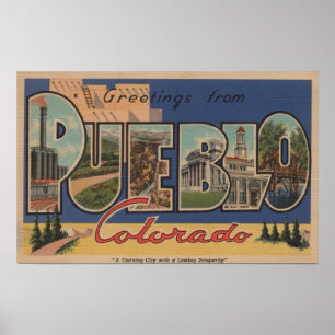 Pueblo, Colorado - Large Letter Scenes 2 Poster