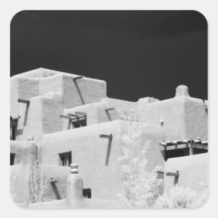 Pueblo style adobe Inn at Loretto, Santa Fe, New Square Sticker