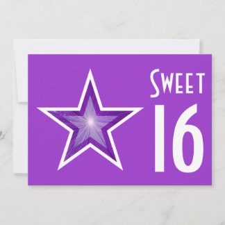 Puerple Star 'Sweet 16' purple horizontal Invitation
