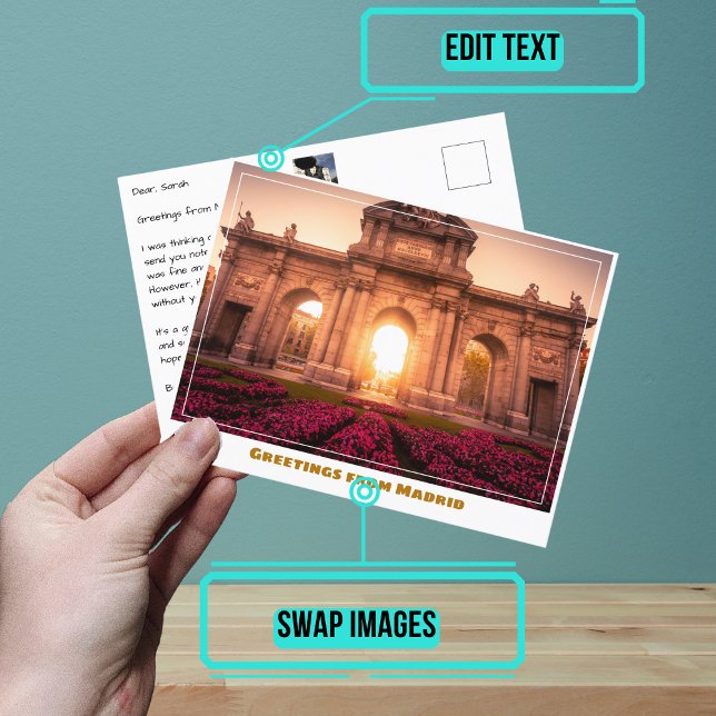 Puerta de Alcalá Madrid Spain Modern Postcard (Share your experiences with these stylish template postcards.)