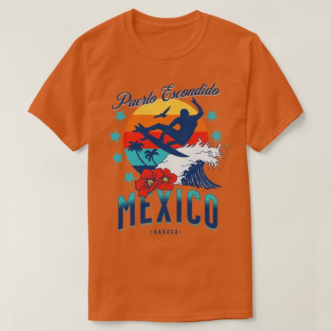 Puerto Escondido Oaxaca Mexico Big Wave Surfing T-Shirt (Design Front)