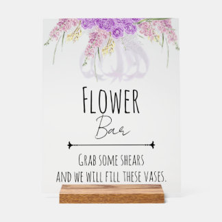 Puerto Madero Lilac Bow Bouquet Flower Bar Acrylic Sign