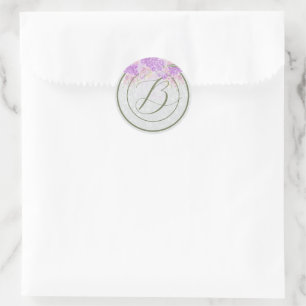 Puerto Madero Sheer lilac bow Bouquet on grey Classic Round Sticker