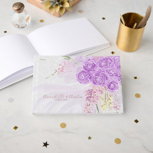 Puerto Madero sheer lilac bow on soft grey Guest Book