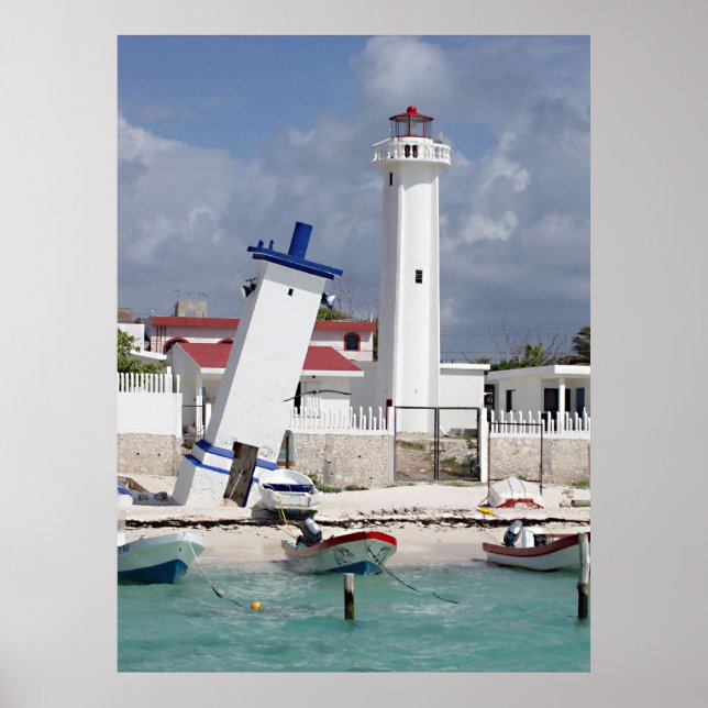 Puerto Morelos Lighthouse Poster (Front)