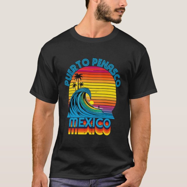 Puerto Penasco Mexico Retro Throwback Surf & Beach T-Shirt (Front)