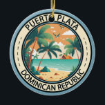 Puerto Plata Dominican Republic Hut Badge Ceramic Tree Decoration<br><div class="desc">Puerto Plata vector art design. San Felipe de Puerto Plata is the capital of the Puerto Plata province on the Dominican Republic’s Atlantic north coast. The city is best known for its beaches.</div>