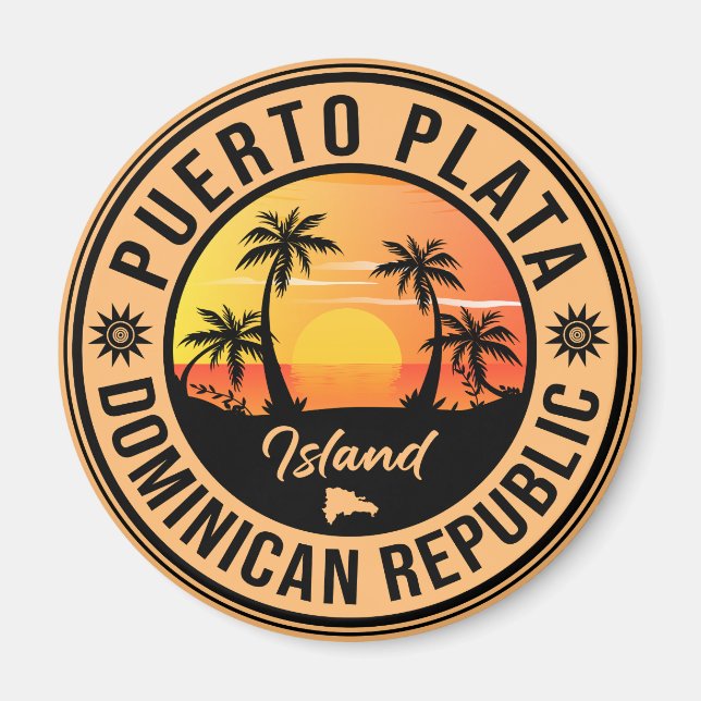 Puerto Plata Dominican Republic Retro Sunset Magnet (Front)