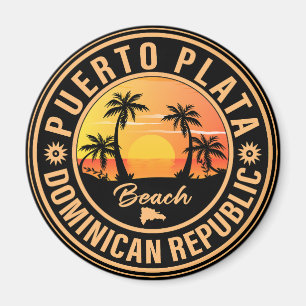Puerto Plata Dominican Republic Retro SunsetPuerto Magnet