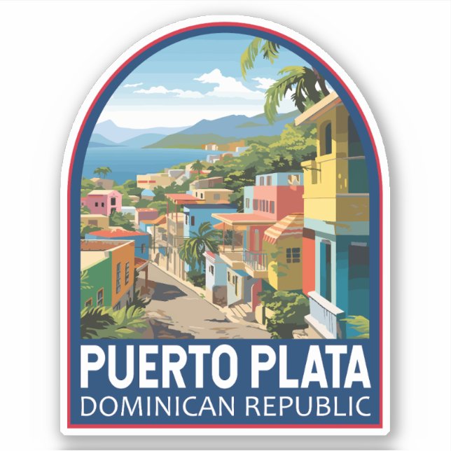 Puerto Plata Dominican Republic Travel Art Vintage (Front)